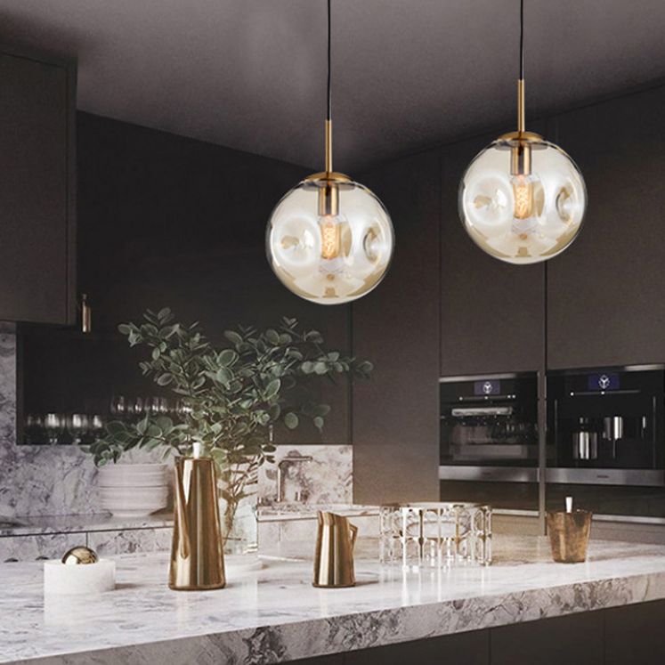 Creative Concave Design Globe Hanging Light 1-Light Nordic minimalisme Transparency Glass Suspension Lampe