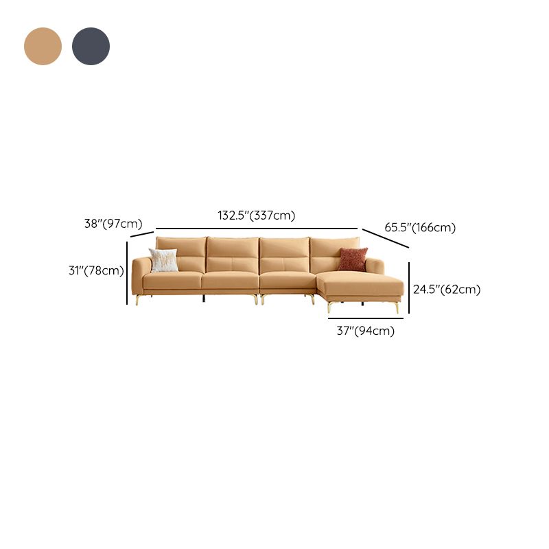 Contemporary Faux Leather Sewn Pillow Back Square Arm Sofa For Living Room