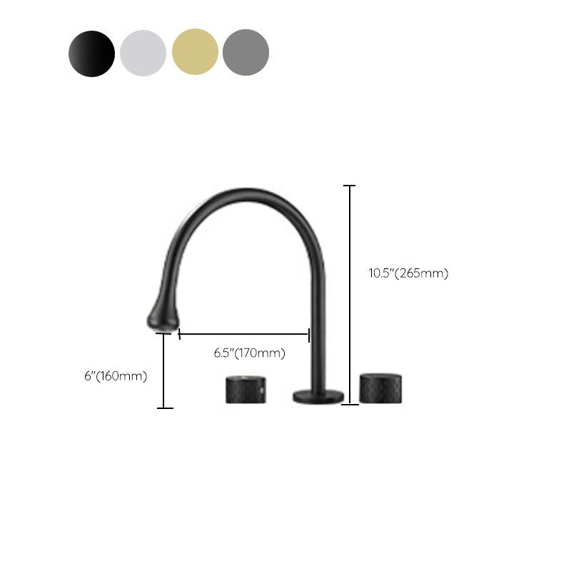 Double Handle Tub Filler Deck Mounted High Arc Brass Modern Roman Tub Filler