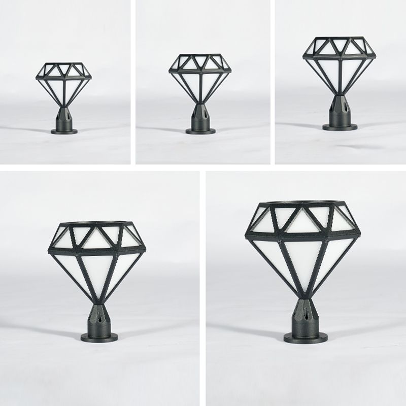 Contemporary Metal Pillar Lamp Diamond Shape Outdoor Waterproof Light with Plastic Shade