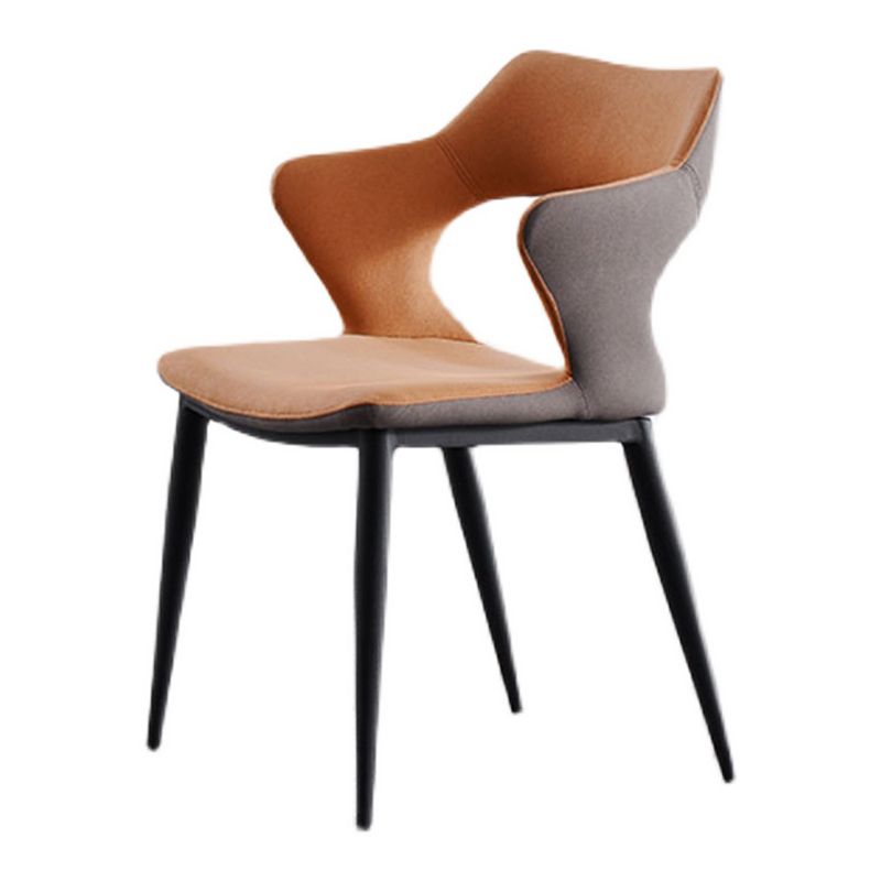 Industrial Dining Room Arm Chairs Faux Leather Open Chair for Kitchen