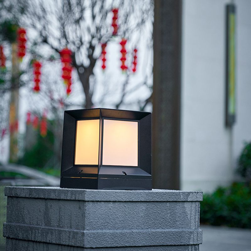 Black Waterproof Lights Square Outdoor Pillar Lamp for Garden
