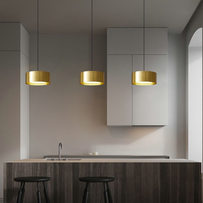 Simplicity Drum Shaped Hanging Pendant Light Metal LED Bedroom Down Lighting Pendant