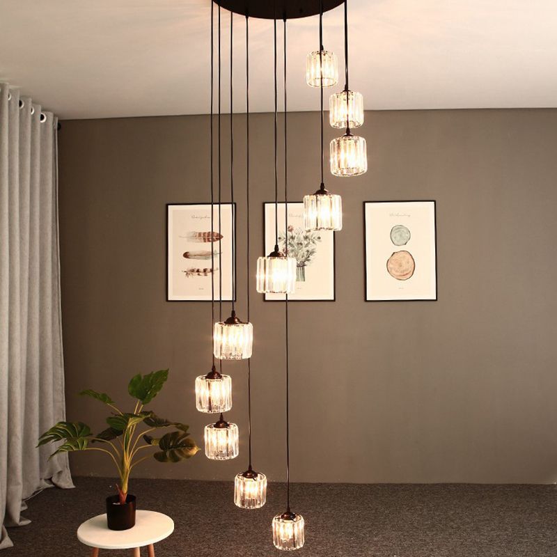 Cilindrische kristal prisma hanger moderne stijl zwart zwart hangend licht voor trap