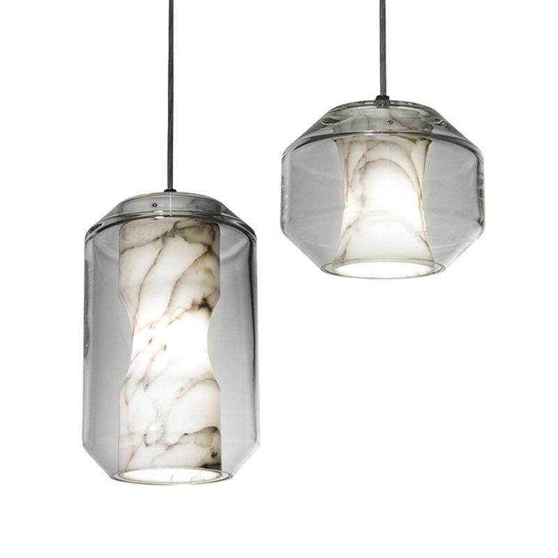 Pendentif de style moderne pierre lumineuse 1 lumière suspendue Lumière en blanc pour le chevet