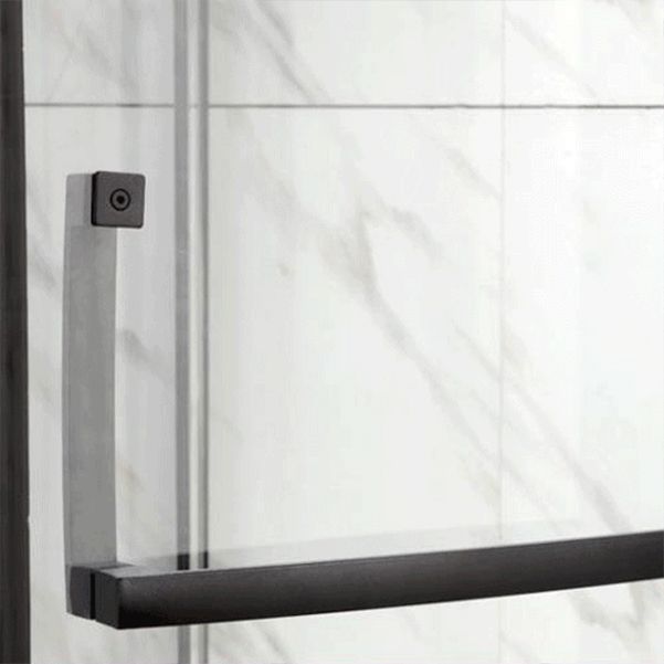 Black Semi Frameless Tempered Glass Shower Door Pivot Shower Door