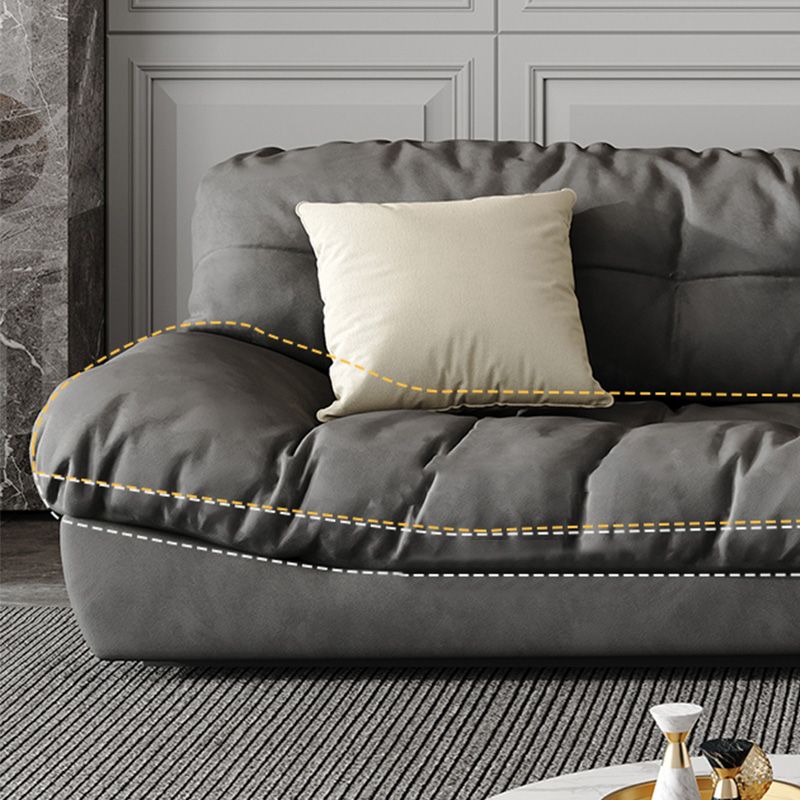 Contemporary Tufted Split-Back Standard Armless Sofa Couch in Grey
