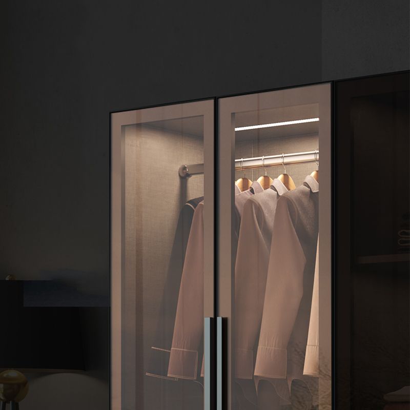 Modern Storage Cabinet with Glass Door Mirrored Finish Cabinet