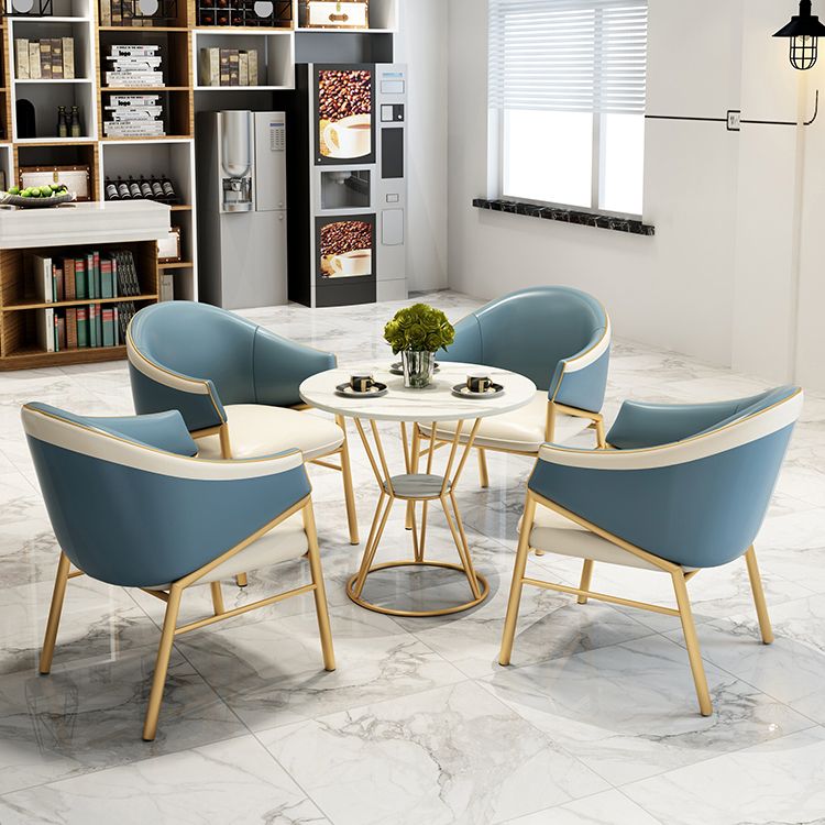 Ronde tafel dinette tafel traditionele luxe dinerkamer meubels met metalen basis