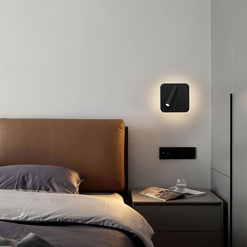 Ponderie murale à LED carrée à 2 lumière dans la simplicité moderne en aluminium givré en aluminium lampe murale pour chambre à coucher