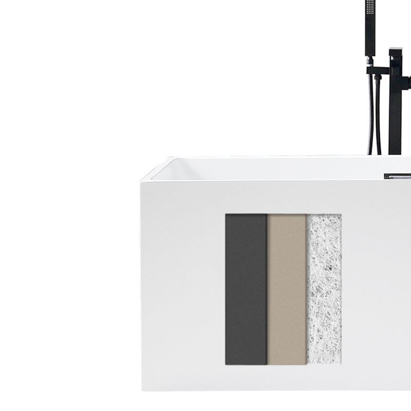 Flat bottom Acrylic Bathtub Soaking White Internal Drain Tub