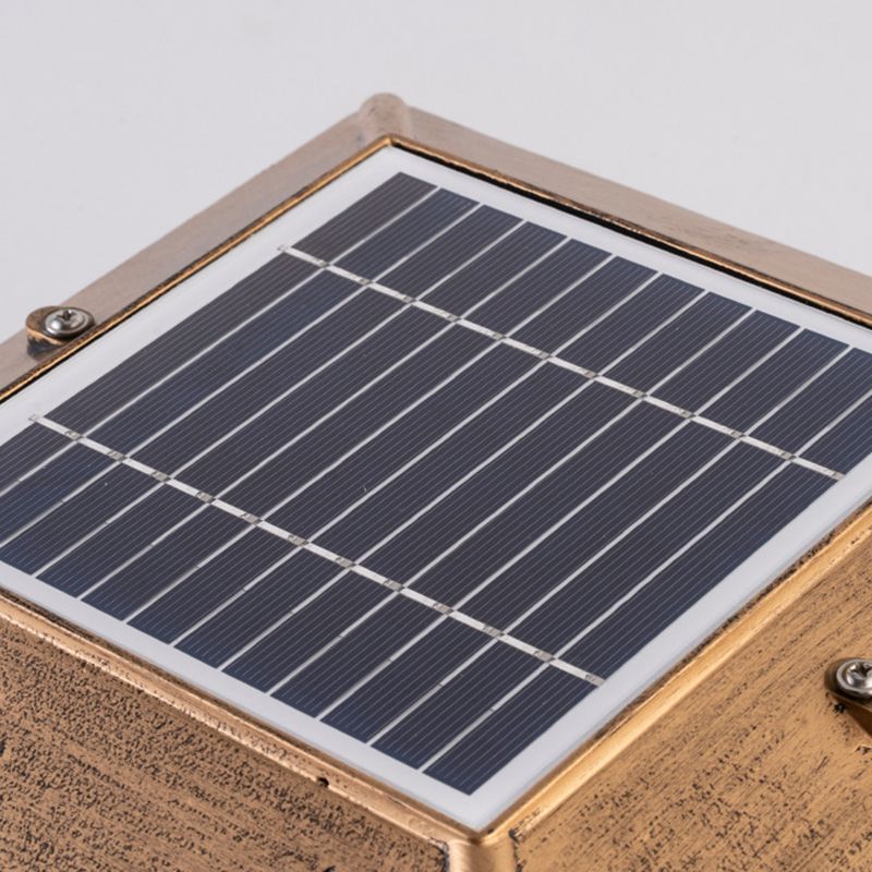 Metal Rectangle Shape Solar Pillar Lamp Modern 1-Light Outdoor Waterproof Light