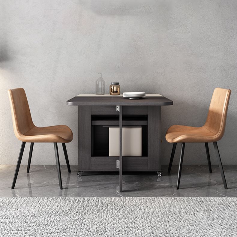 Mid-Century Modern Dining Room Table Drop-Leaf Table with Ash Solid Wood Base,59"L x 29.1"H