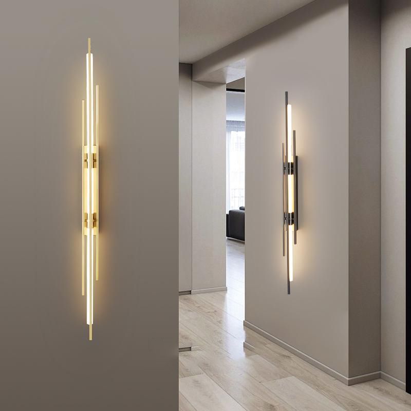 Solid Brass Linear Wall Sconce in Black / Gold Finish LED Wall Light