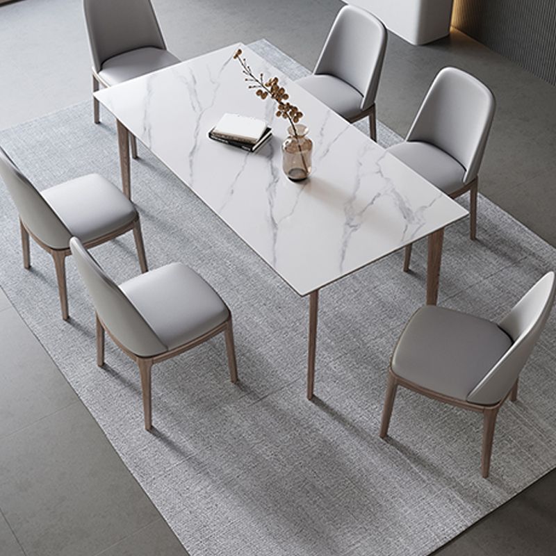 Rectangle Table Medieval Modern Sintered Stone Dining Table with Wooden Base