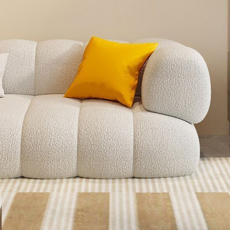 Modern Sewn Pillow Back Sofa Tuxedo Arm Sofa 29.53" H in White Wool