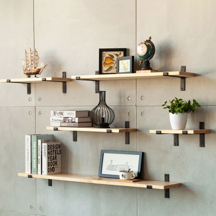 Contemporary Floating Bookshelf Wooden Natural Closed Back Bookcase