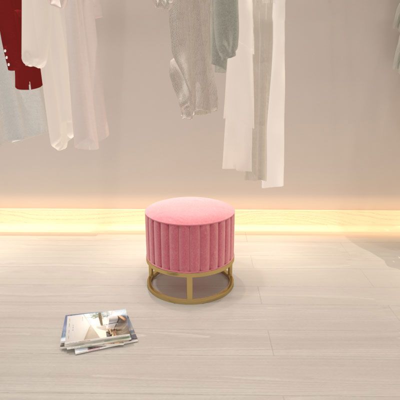 Modern Pouf Ottoman Velvet Upholstered Tear Resistant Round Ottoman with Chair Legs