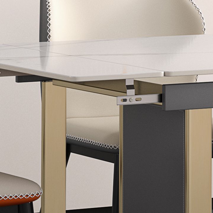 Rectangular Modern Sintered Stone Dining Room Set Dining Furniture Set with Metallic Base