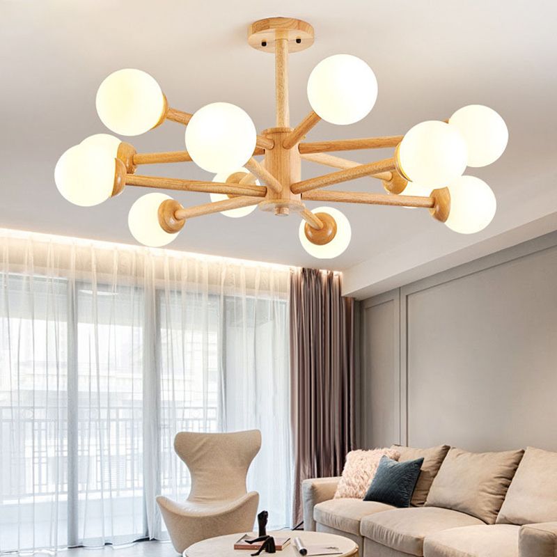 Sfera moderna Sfera lampadario lampadario Lampade a sospensione in legno Luci a sospensione per soggiorno