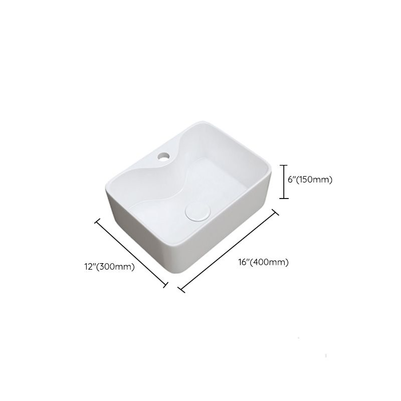 Fade Resistant Bath Sink White Rectangular Ceramic Faucet Vessel Bathroom Sink
