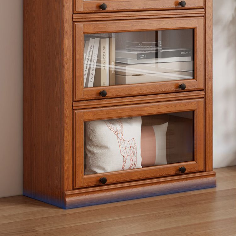 Wooden Contemporary Bookcase Standard Closed Back Bookshelf with Cabinets