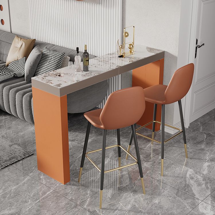 Glam Stone Bar Table Set 1/2/3 Pieces Rectangle Bar table with Upholstered Stools