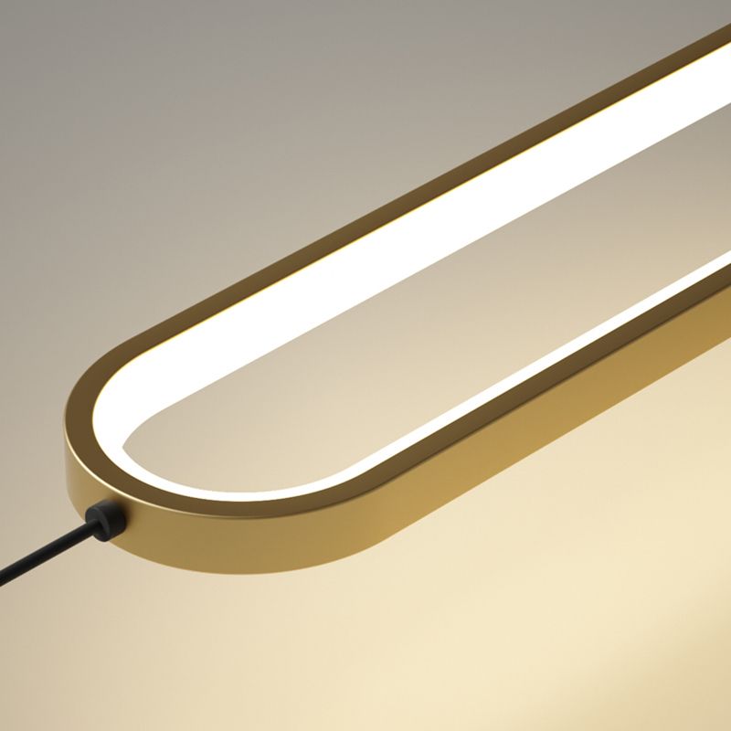 Modern Minimalist Style Oval Wall Mounted Light Fixture Metal 1 Light Wall Sconce Lighting for Bedroom