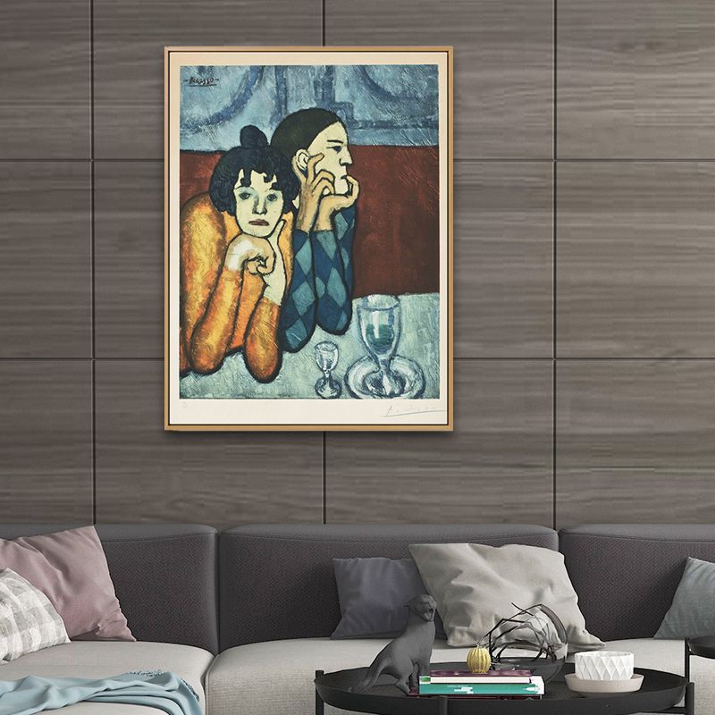 Cubism Pablo Picasso Painting Blue-Yellow Harlequin and His Companion Wall Art