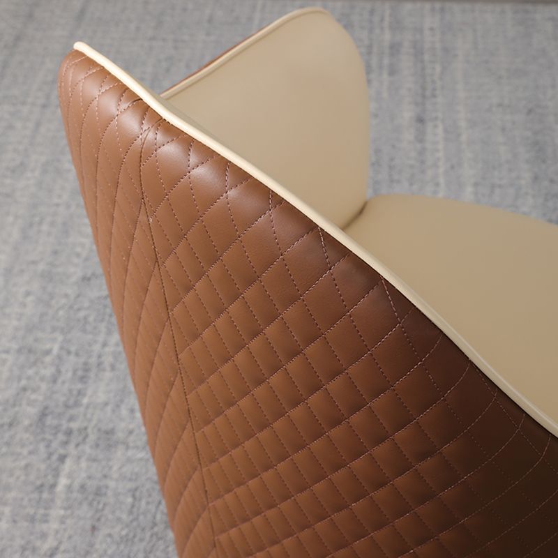 Round Base Style Side Chair Leather Lounge Chair for Living Room