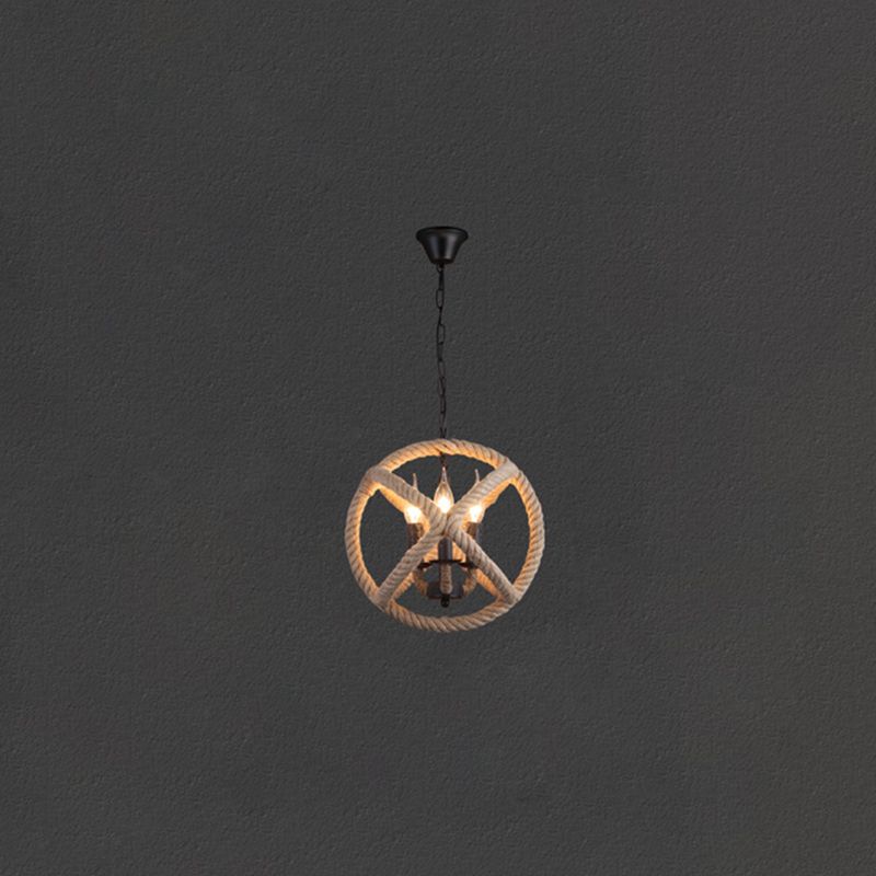 Industrial Multi Lights Pendant Light Fixtures Rope Globe Chandelier Lighting Fixture