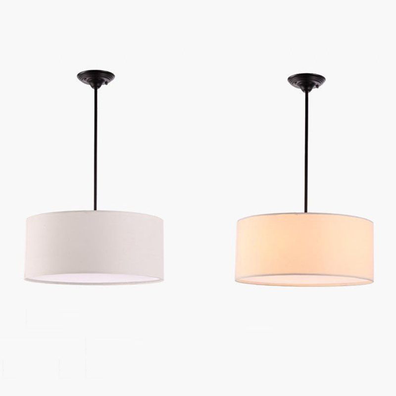 Lampada sospesa in tessuto in tessuto tamburo Modern Minimalist 1 Luce a sospensione Luce per camera da letto
