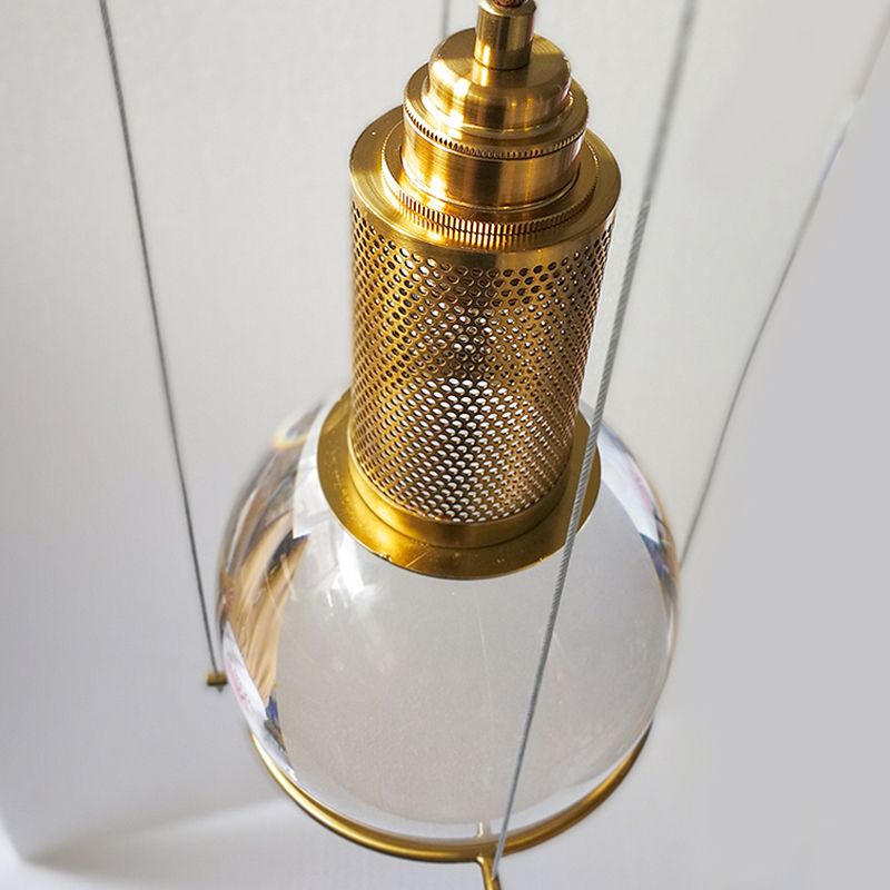 Moderne luxe enkele hanglamp licht elektroplate Iron Globe hangende lamp met kristalschaduw