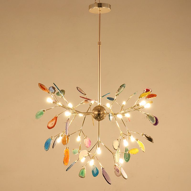 Metal Branch Hanging Light Kit Minimalistic Multi-Color Chandelier Light Fixture