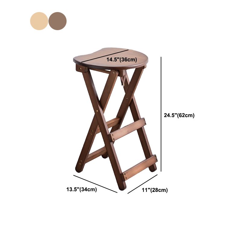 Armless Folding Counter Stool Modern Round Seat Bar Stool with Wooden Footrest