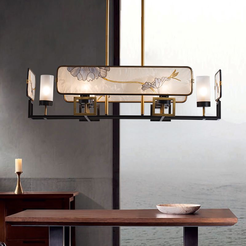Modern Kitchen Pendant Lights Cylinder Island Pendant Lights Clear Glass 6-Light
