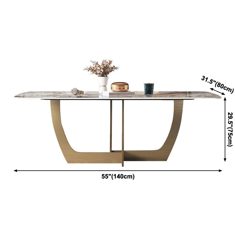 Metal Traditional Luxury Rectangle Table Sintered Stone Table for Dining Room and Kitchen