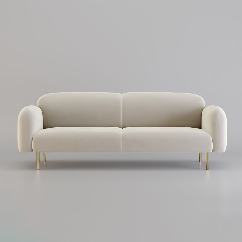 Velvet Modern Standard Sewn Pillow Back Sofa 27.5"W Square Arm with Bolster Pillows