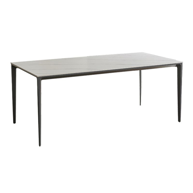 Industrial Style Rectangle Dining Table Sintered Stone Table with Metal Legs for Kitchen