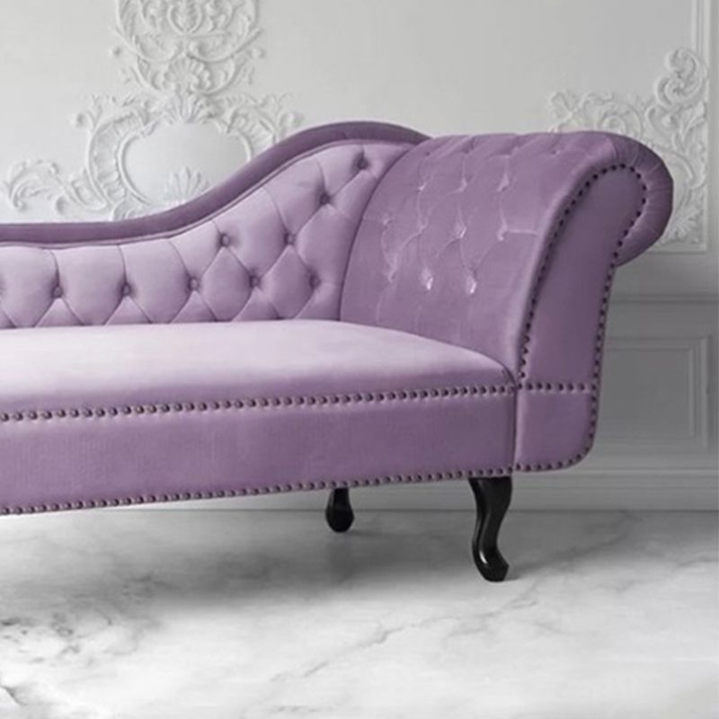 Button Tufted Chaise Lounge Couch with Rolled Arms - 66.9" W