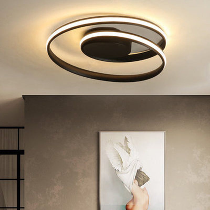 1-Light Ribbon Semi Flush Mount Lighting Modern Style Aluminum Surface Mounted Led Ceiling Light