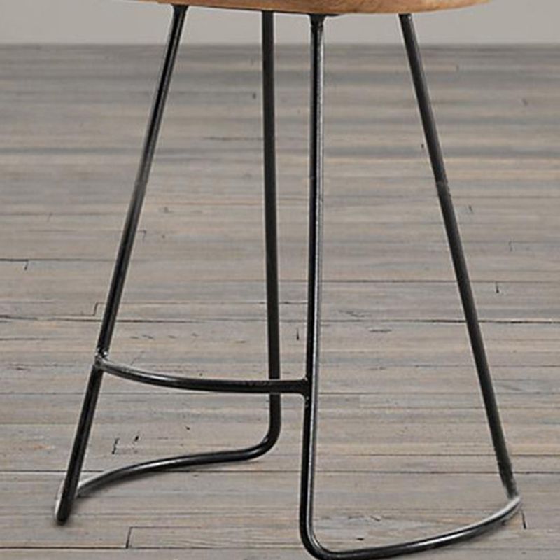 Contemporary Wooden Counter Height Stools Metal Base Bar Stool