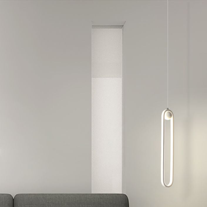 Oval Bedroom Hanging Light Fixture Metal Simple Style LED Suspended Lighting Fixture