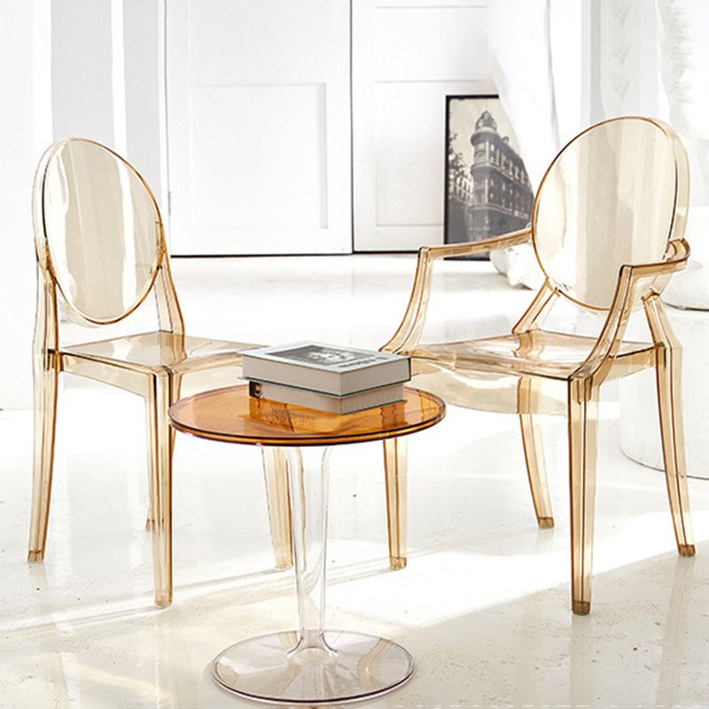 Sillón de plástico contemporáneo para restaurante, silla de comedor transparente con respaldo abierto (juego de 4)