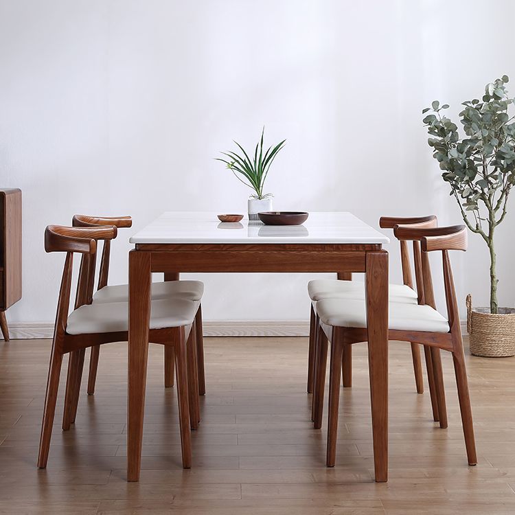 Table à manger rectangulaire du milieu du siècle, table en marbre avec base à 4 pieds pour la maison