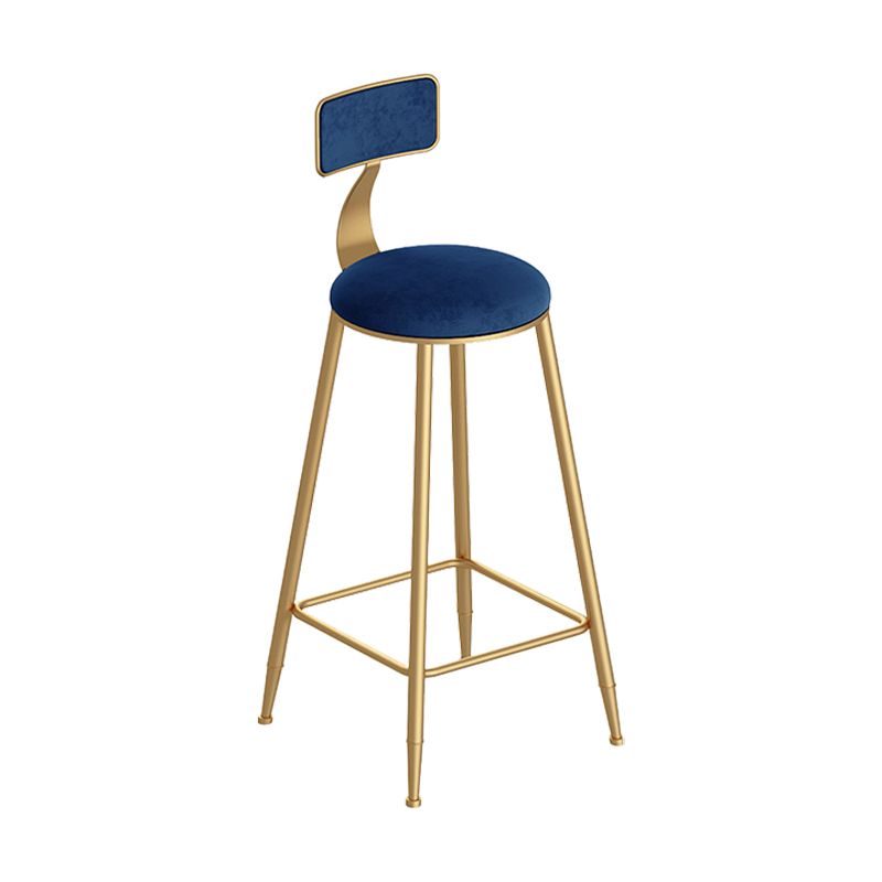 Scandinavian Footrest Counter Chair Low Back Round Upholstered Counter-height Stool