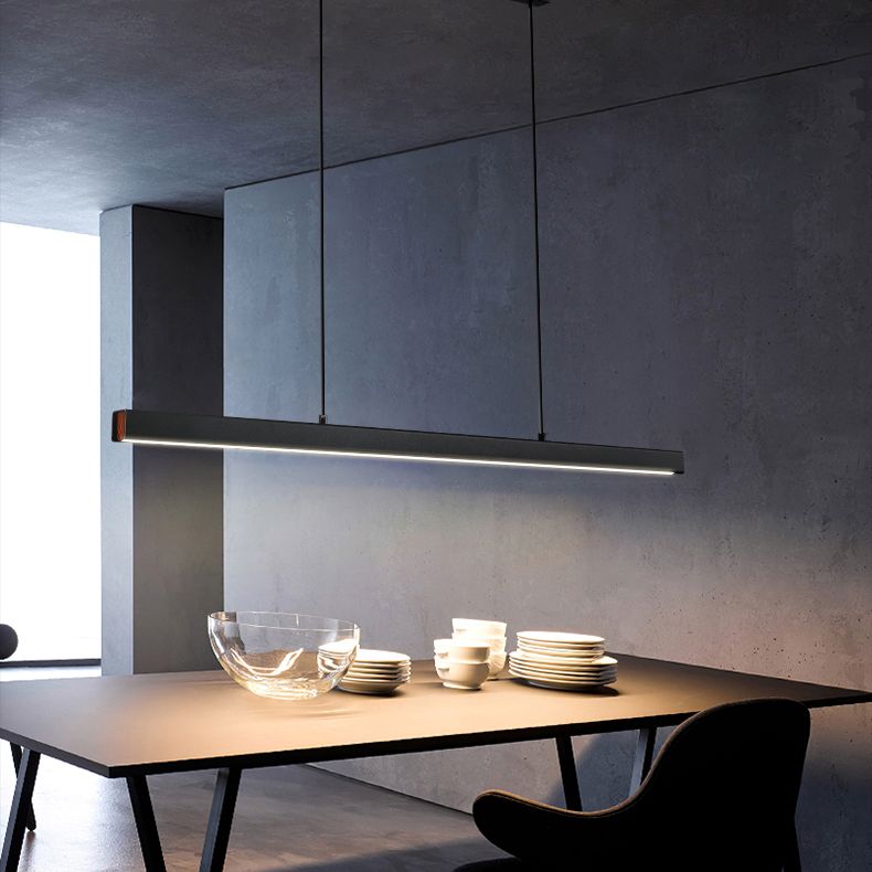 Modern Minimalism Linear Island Hangluchting LED LED Metal Island Plafond Light voor eettafel