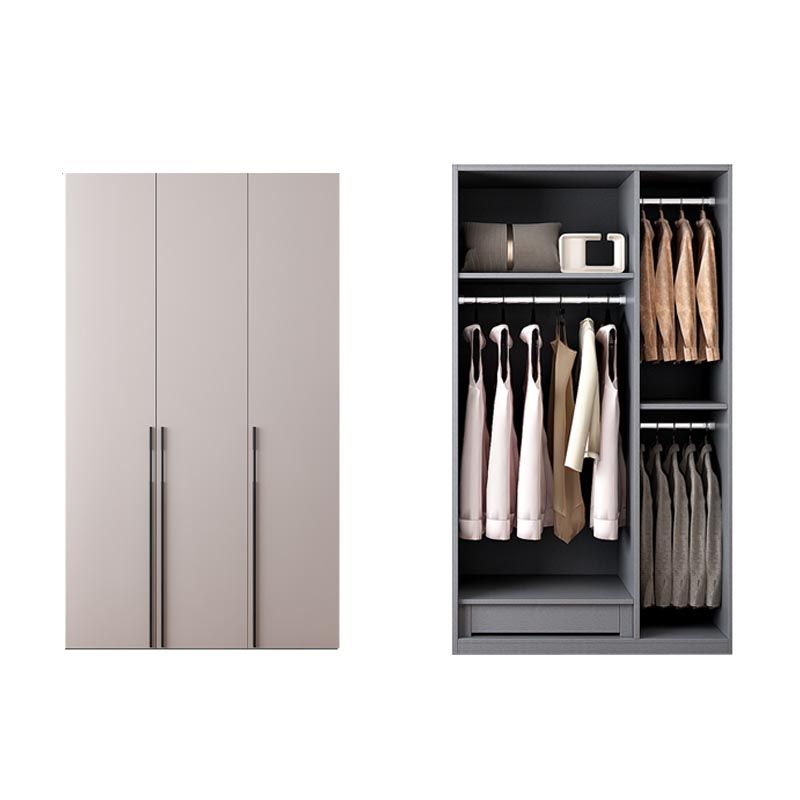 White Modern Armoire Engineered Wood Grand Wardrobe with Drawers and Hanging Rod