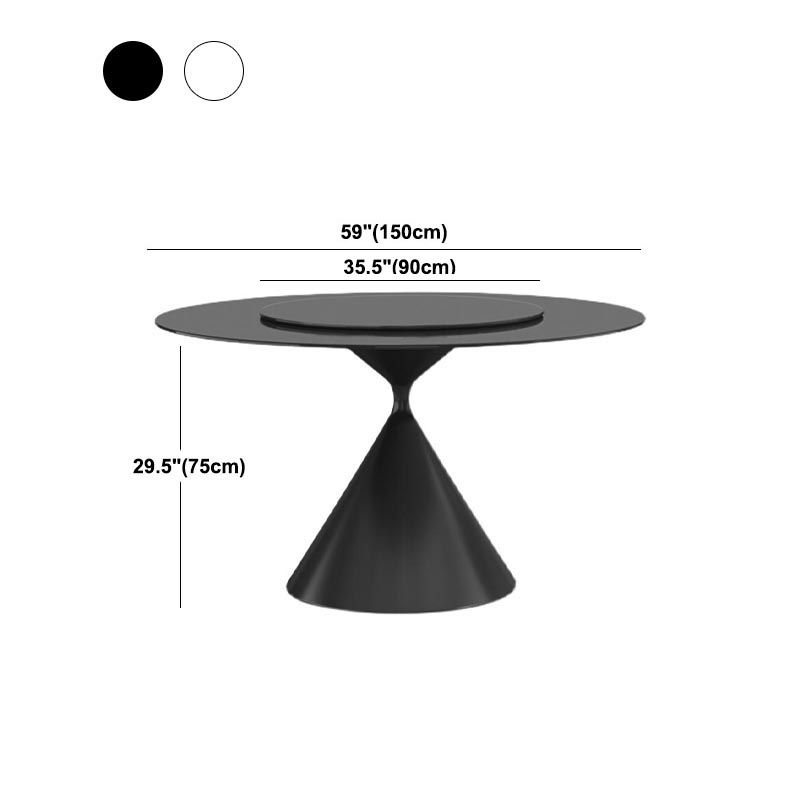 Round Sintered Stone Dining Table Modern Turntable Furniture with Pedestal Base