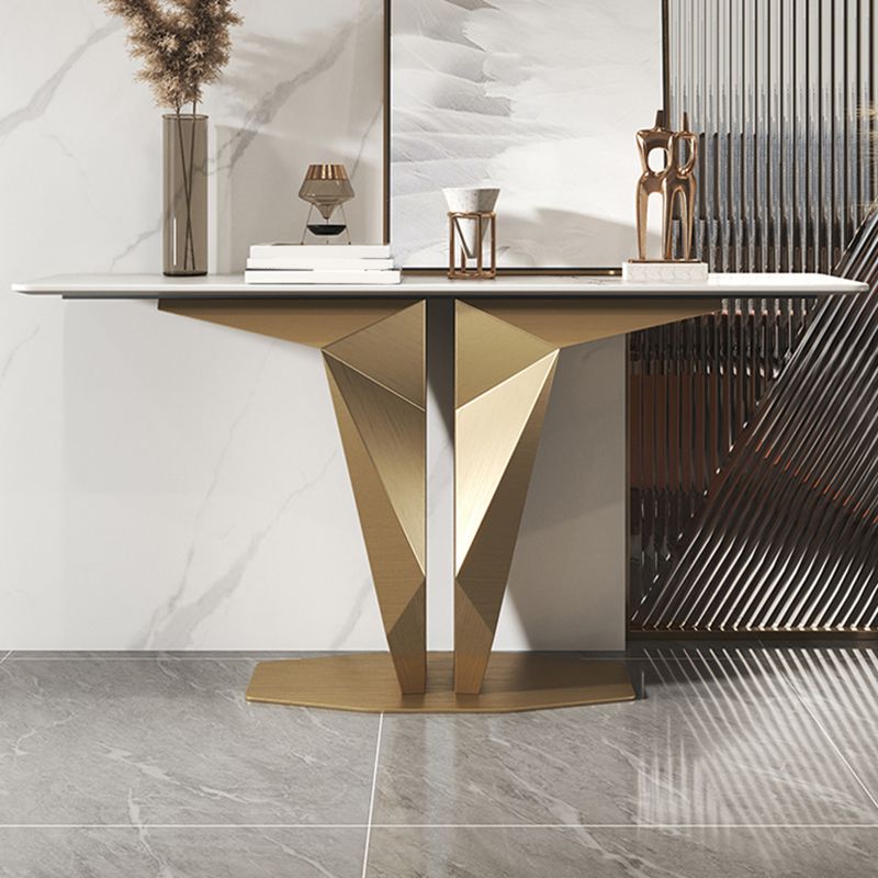 Rectangle Shape Contemporary Console Table Gold Stone Console Sofa Table